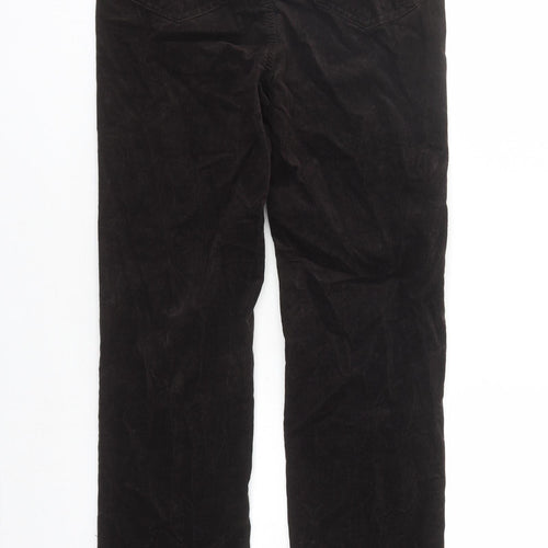 Marks and Spencer Womens Brown Cotton Trousers Size 8 L31 in Regular Zip