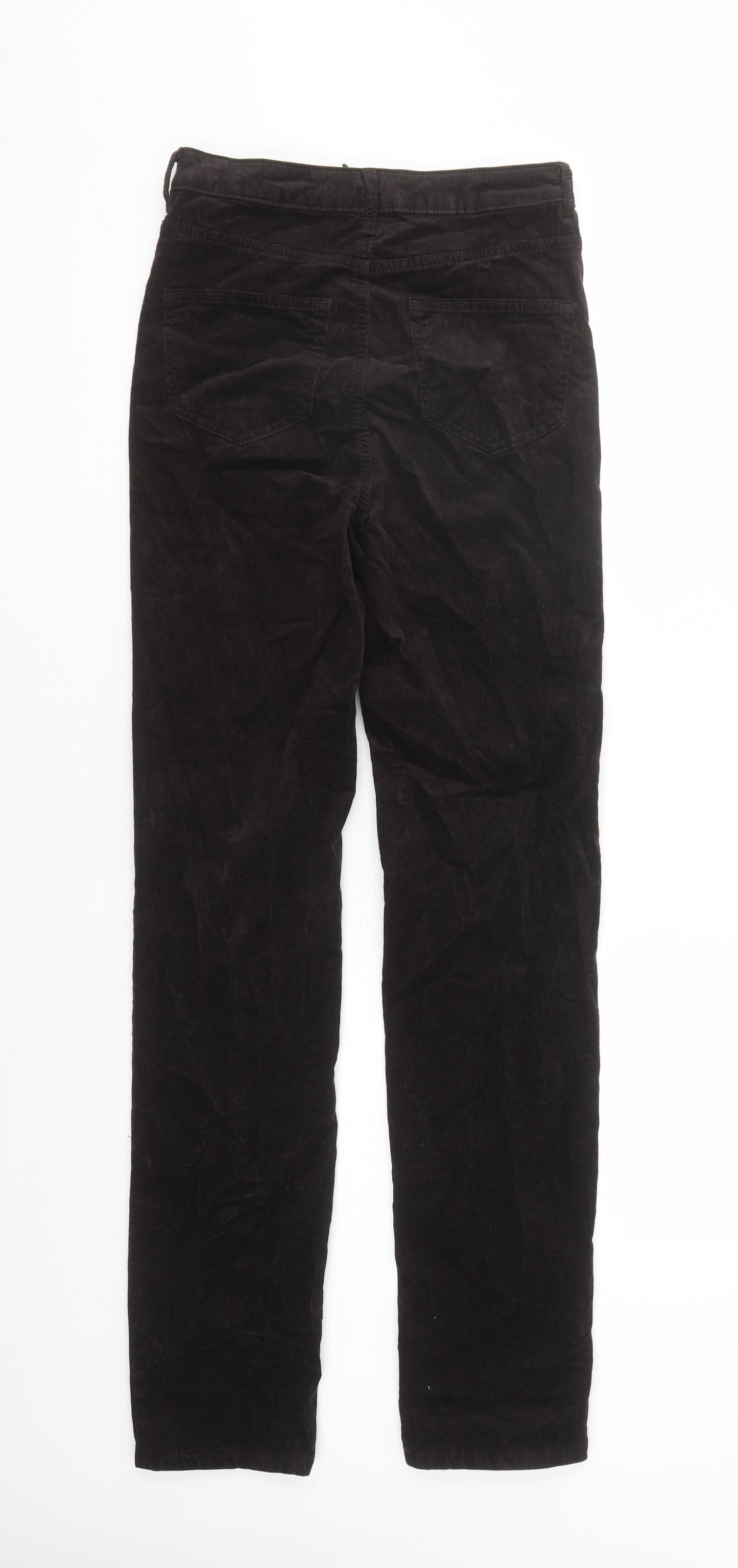 Marks and Spencer Womens Brown Cotton Trousers Size 8 L31 in Regular Zip