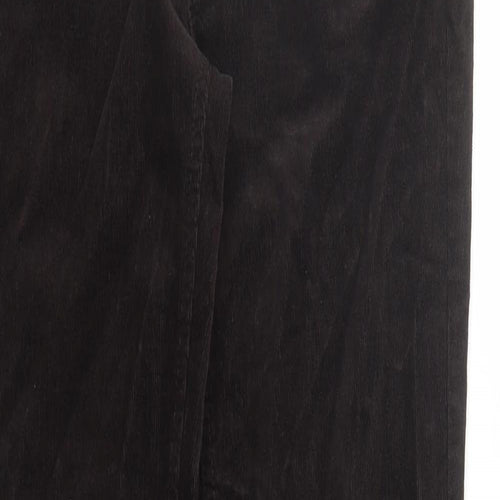 Marks and Spencer Womens Brown Cotton Trousers Size 8 L31 in Regular Zip