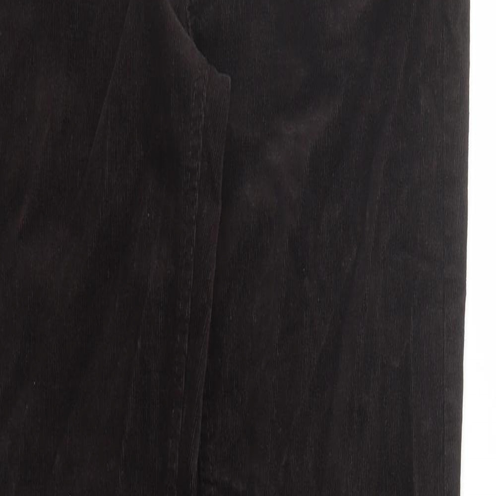 Marks and Spencer Womens Brown Cotton Trousers Size 8 L31 in Regular Zip