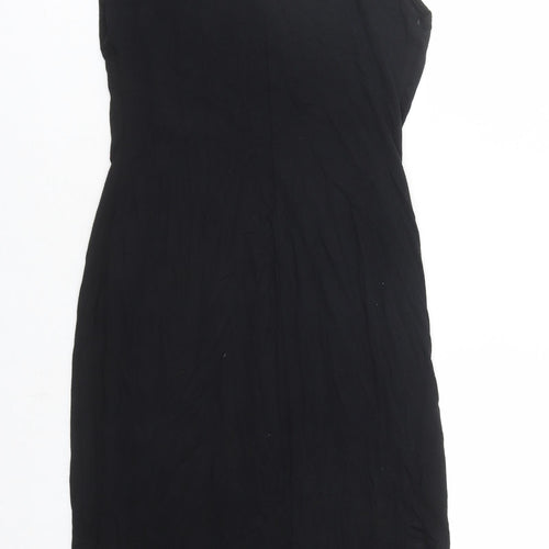 Roman Womens Black Geometric Viscose A-Line Size 10 Round Neck Pullover