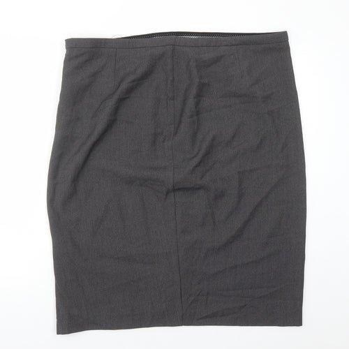 Marks and Spencer Womens Grey Polyester A-Line Skirt Size 22 Zip