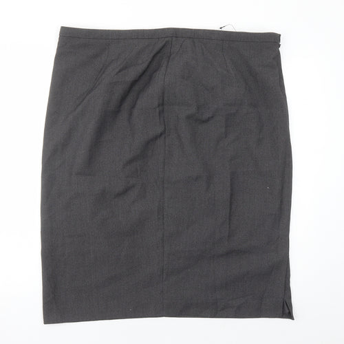 Marks and Spencer Womens Grey Polyester A-Line Skirt Size 22 Zip