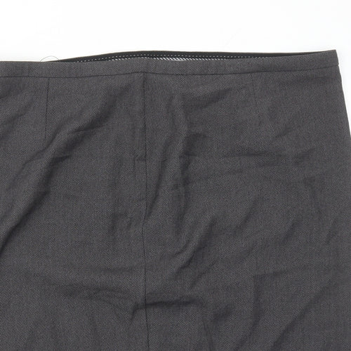 Marks and Spencer Womens Grey Polyester A-Line Skirt Size 22 Zip