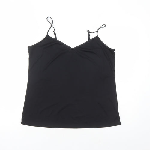 Marks and Spencer Womens Black Polyester Camisole Tank Size 16 V-Neck - Bow Detail