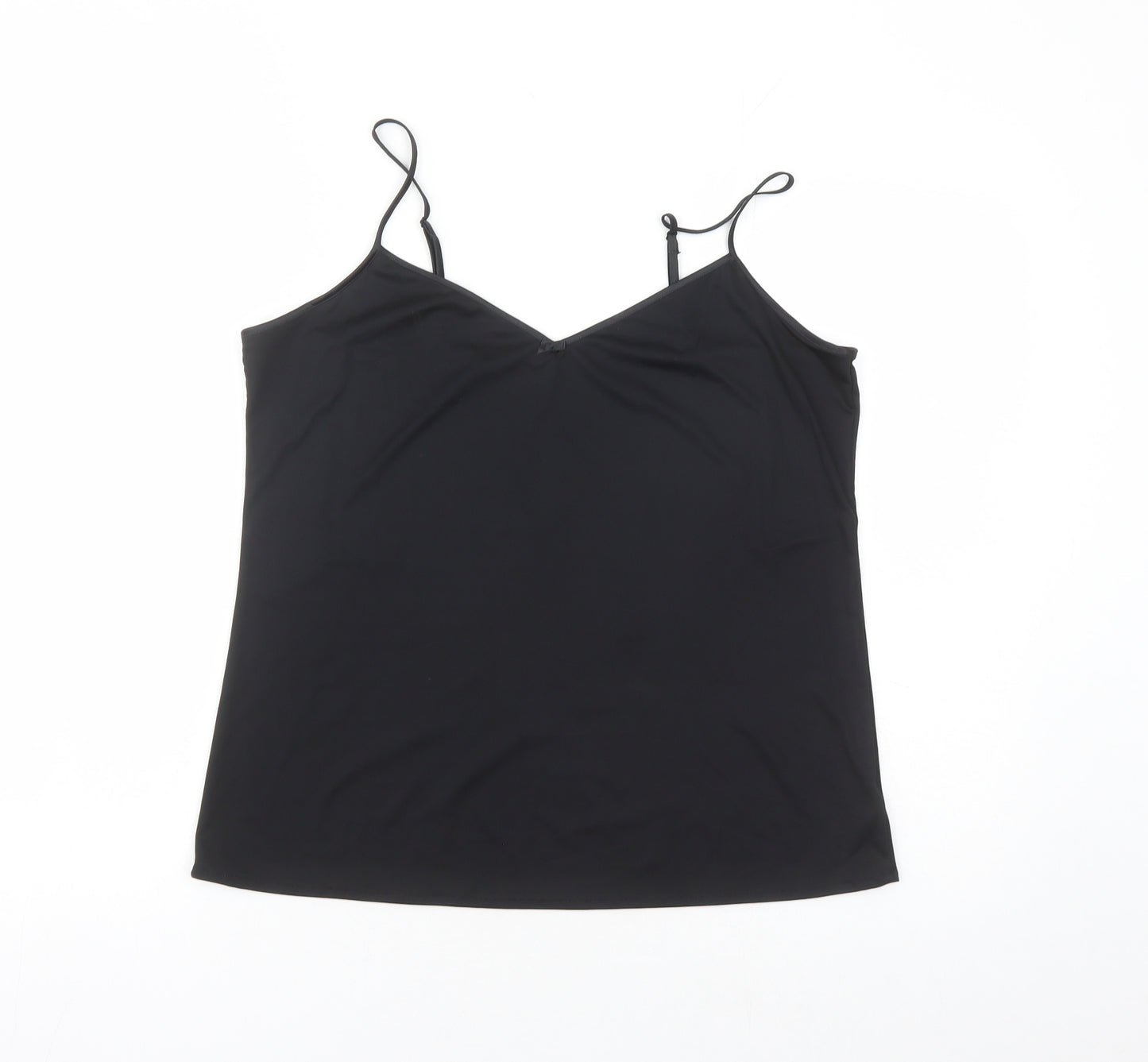 Marks and Spencer Womens Black Polyester Camisole Tank Size 16 V-Neck - Bow Detail