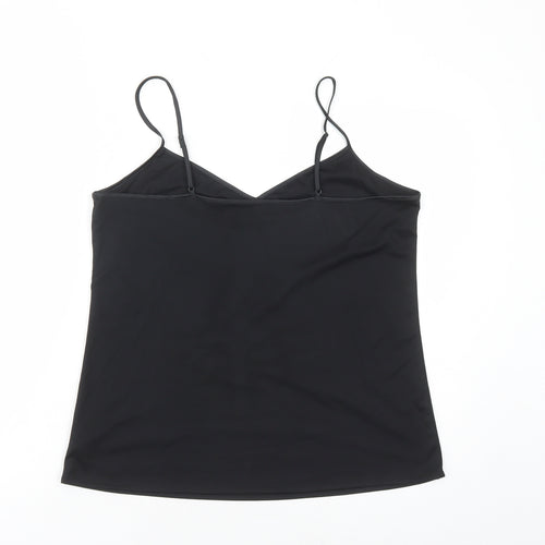 Marks and Spencer Womens Black Polyester Camisole Tank Size 16 V-Neck - Bow Detail