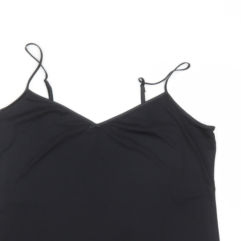 Marks and Spencer Womens Black Polyester Camisole Tank Size 16 V-Neck - Bow Detail