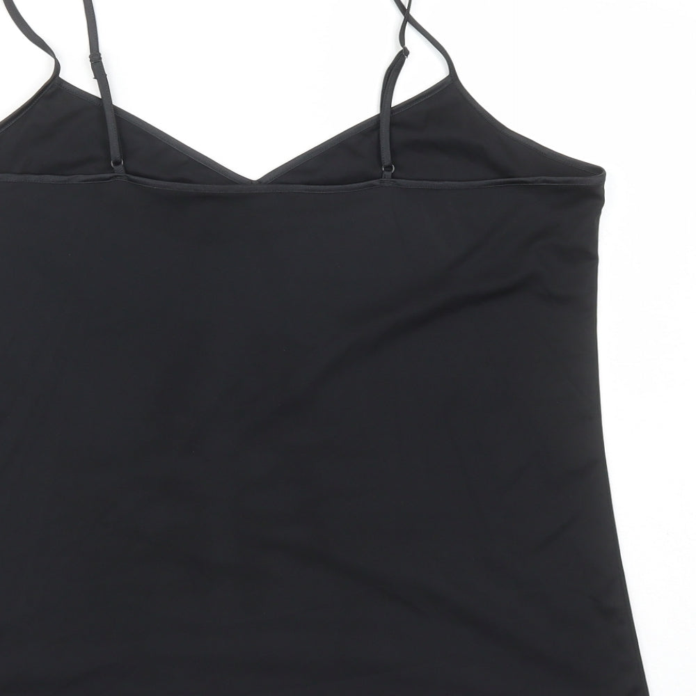 Marks and Spencer Womens Black Polyester Camisole Tank Size 16 V-Neck - Bow Detail