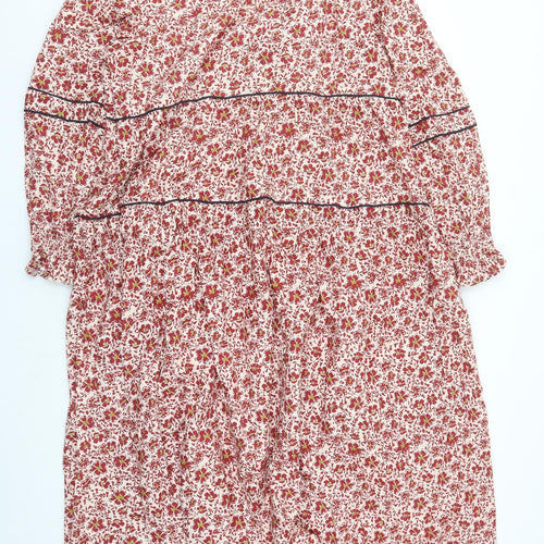 ASOS Womens Red Floral Cotton Maxi Size 24 V-Neck Zip