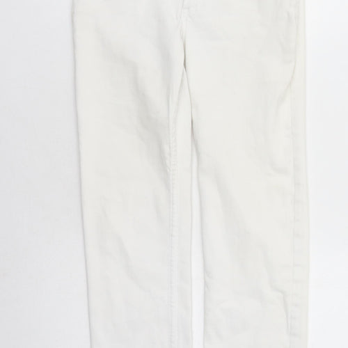 Per Una Womens White Cotton Straight Jeans Size 8 L27 in Slim Zip