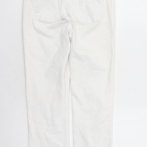 Per Una Womens White Cotton Straight Jeans Size 8 L27 in Slim Zip