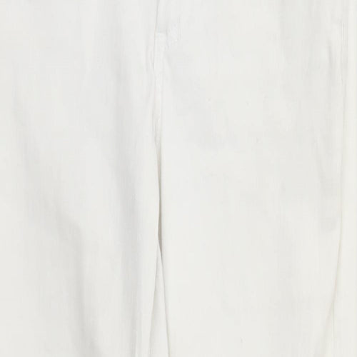 Per Una Womens White Cotton Straight Jeans Size 8 L27 in Slim Zip