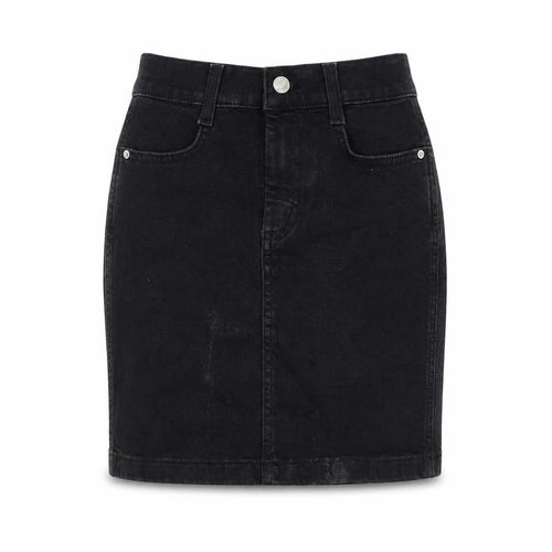 Denim & Co. Womens Black Cotton A-Line Skirt Size 4 Zip