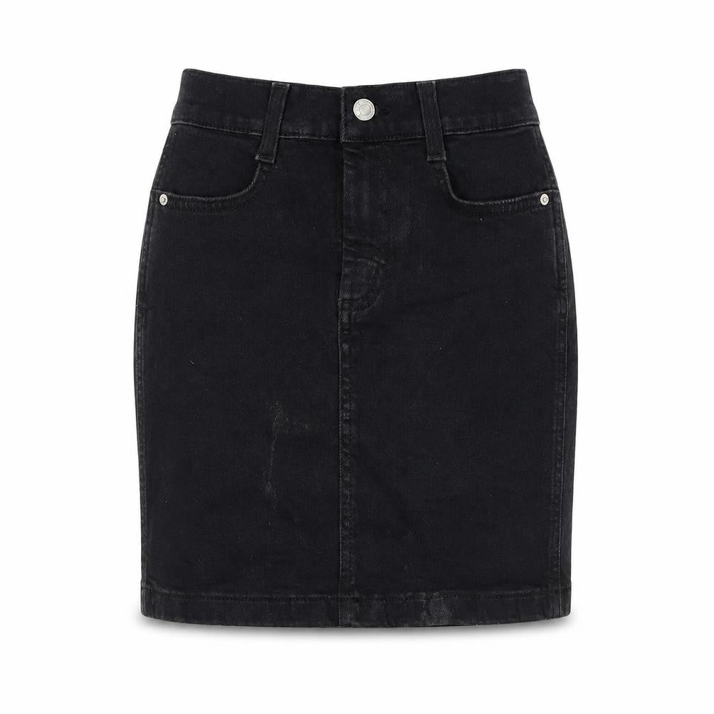 Denim & Co. Womens Black Cotton A-Line Skirt Size 4 Zip