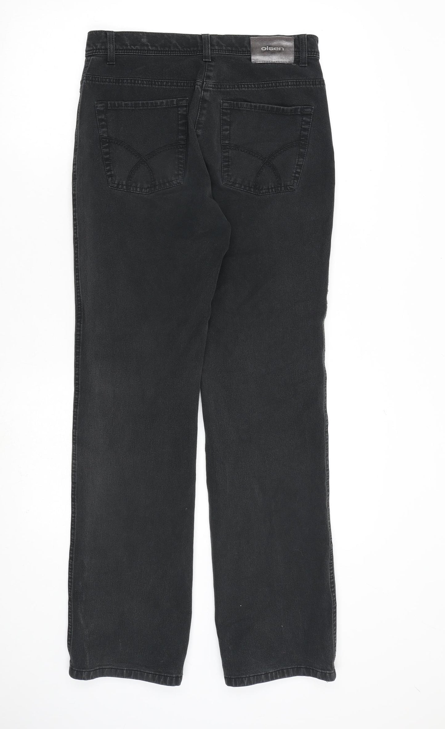 Olsen Womens Grey Cotton Straight Jeans Size 10 L32 in Regular Zip