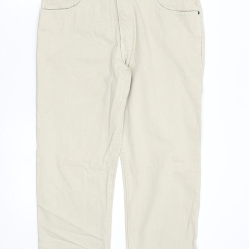 Marks and Spencer Mens Beige Cotton Straight Jeans Size 34 in L24 in Regular Zip