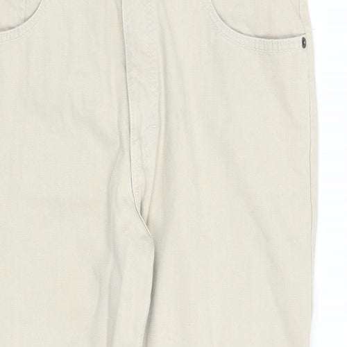 Marks and Spencer Mens Beige Cotton Straight Jeans Size 34 in L24 in Regular Zip