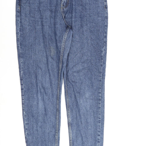 Denim & Co. Womens Blue Cotton Mom Jeans Size 12 L28 in Regular Zip