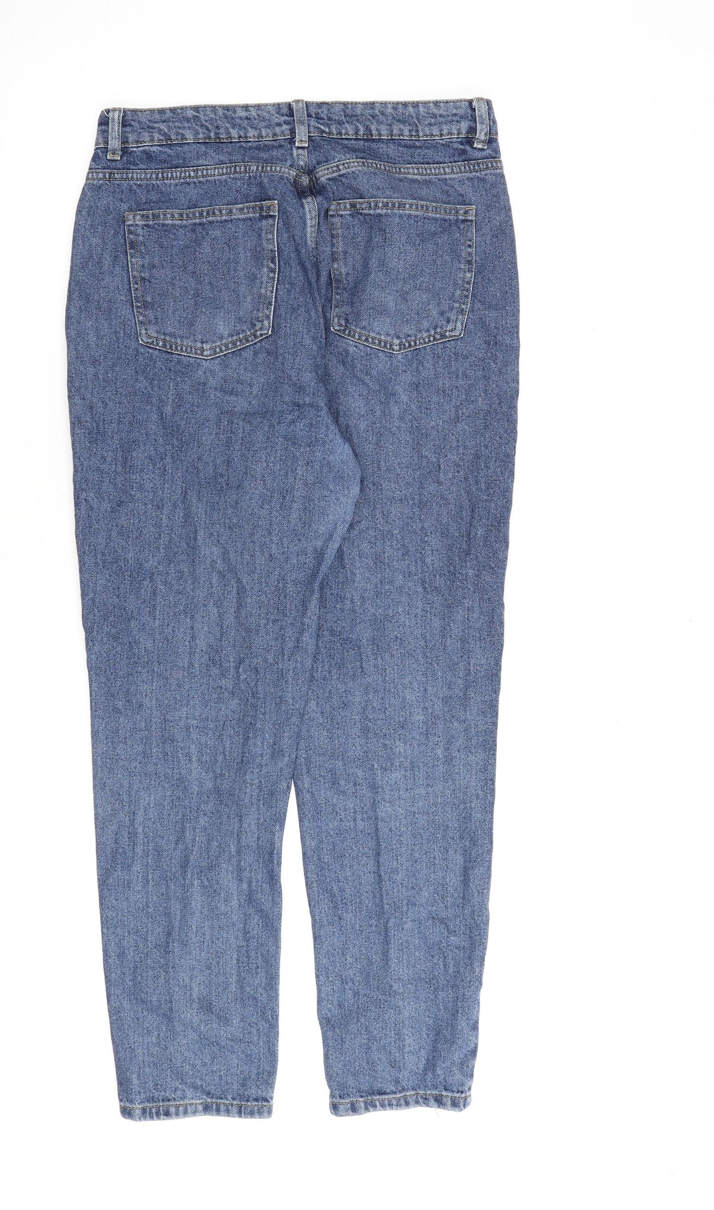 Denim & Co. Womens Blue Cotton Mom Jeans Size 12 L28 in Regular Zip