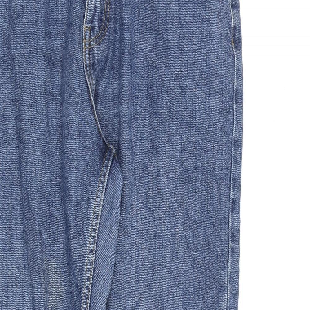 Denim & Co. Womens Blue Cotton Mom Jeans Size 12 L28 in Regular Zip