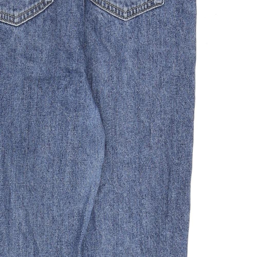 Denim & Co. Womens Blue Cotton Mom Jeans Size 12 L28 in Regular Zip