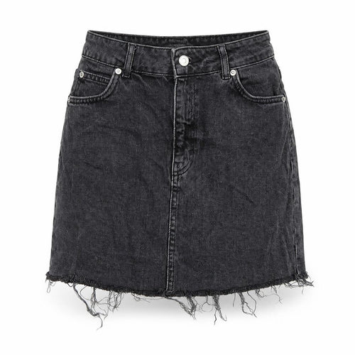 Topshop Womens Grey Cotton A-Line Skirt Size 8 Zip