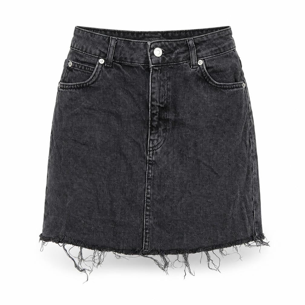Topshop Womens Grey Cotton A-Line Skirt Size 8 Zip