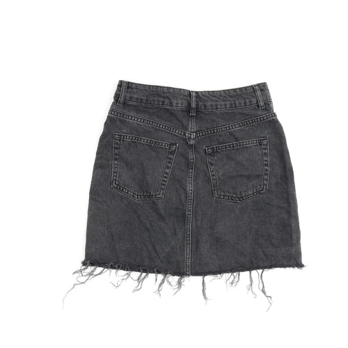 Topshop Womens Grey Cotton A-Line Skirt Size 8 Zip