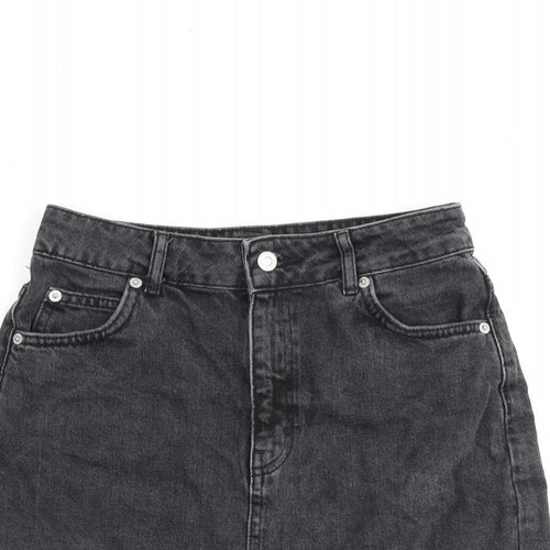 Topshop Womens Grey Cotton A-Line Skirt Size 8 Zip