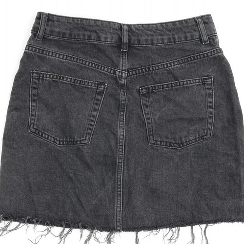 Topshop Womens Grey Cotton A-Line Skirt Size 8 Zip