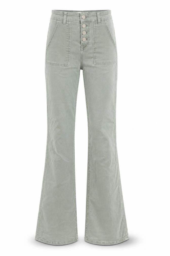 Zara Womens Green Cotton Bootcut Jeans Size 4 L32 in Regular Zip