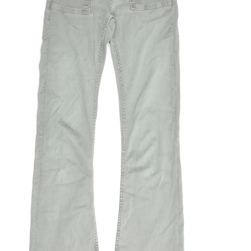 Zara Womens Green Cotton Bootcut Jeans Size 4 L32 in Regular Zip