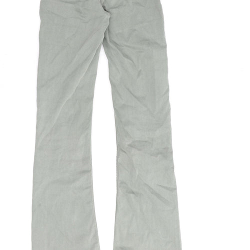 Zara Womens Green Cotton Bootcut Jeans Size 4 L32 in Regular Zip