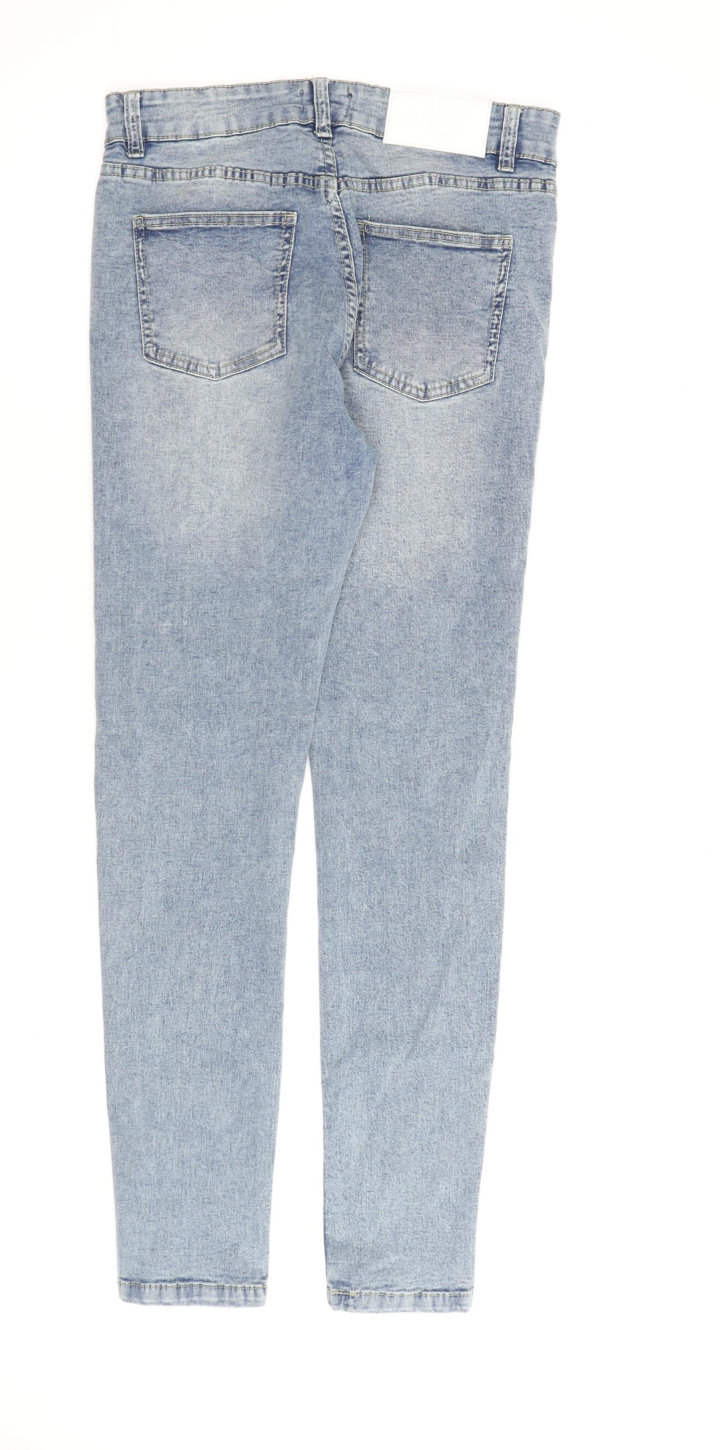 Boohoo Mens Blue Cotton Skinny Jeans Size 30 in L30 in Regular Zip