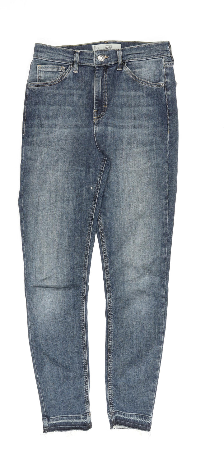 Topshop Womens Blue Cotton Skinny Jeans Size 28 in L30 in Regular Zip