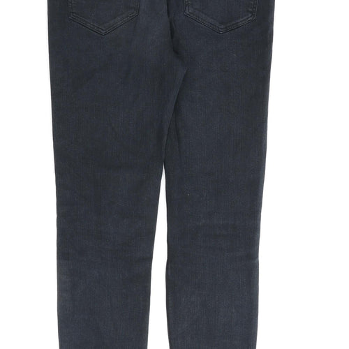 H&M Womens Black Cotton Straight Jeans Size 8 L27 in Regular Zip