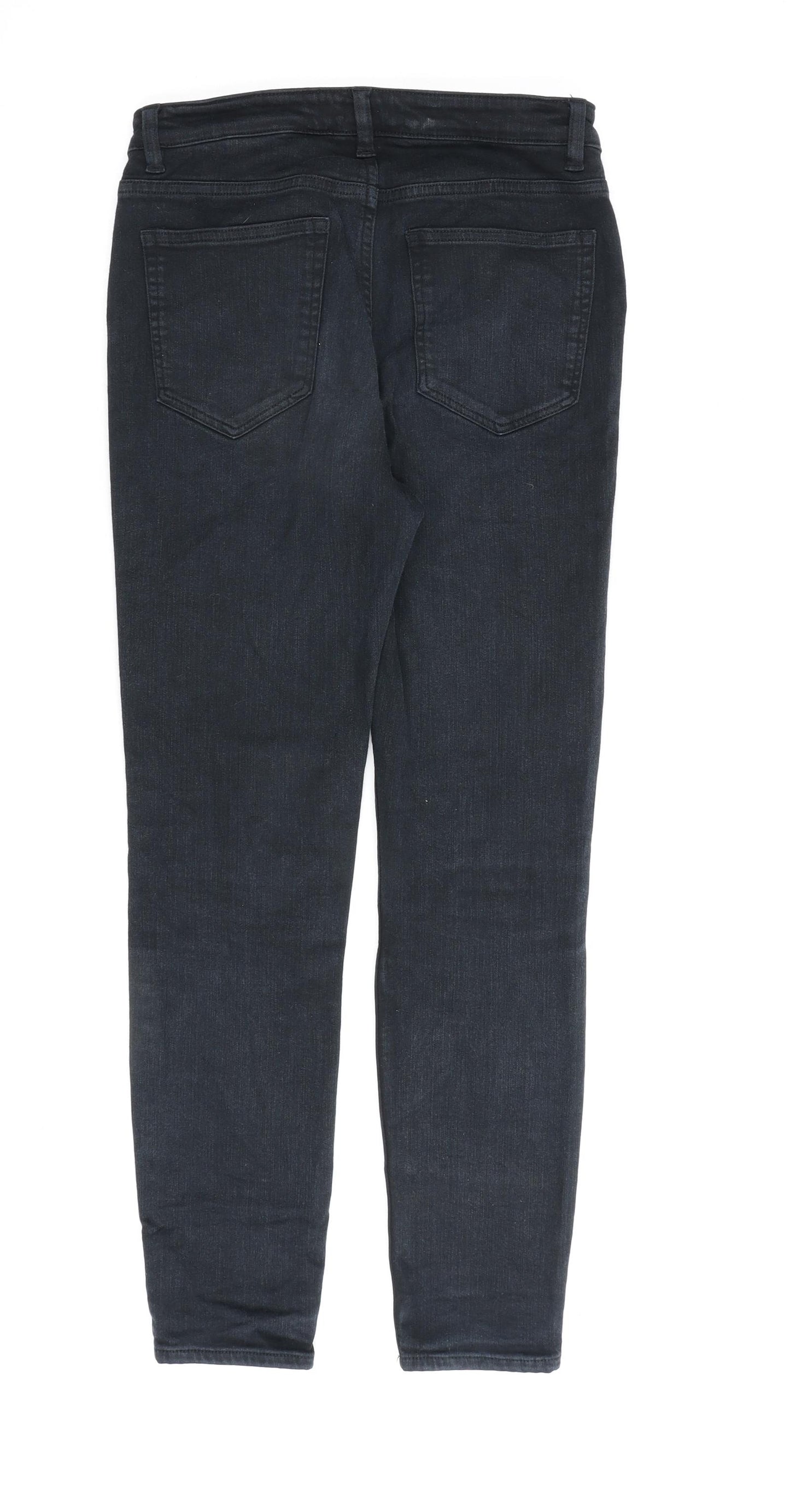 H&M Womens Black Cotton Straight Jeans Size 8 L27 in Regular Zip