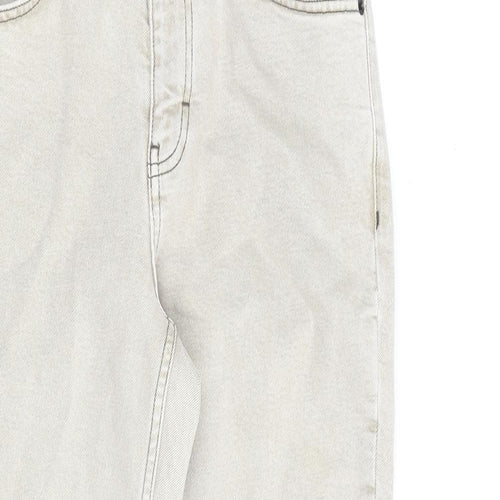 Topshop Womens Beige Cotton Straight Jeans Size 28 in L30 in Regular Zip