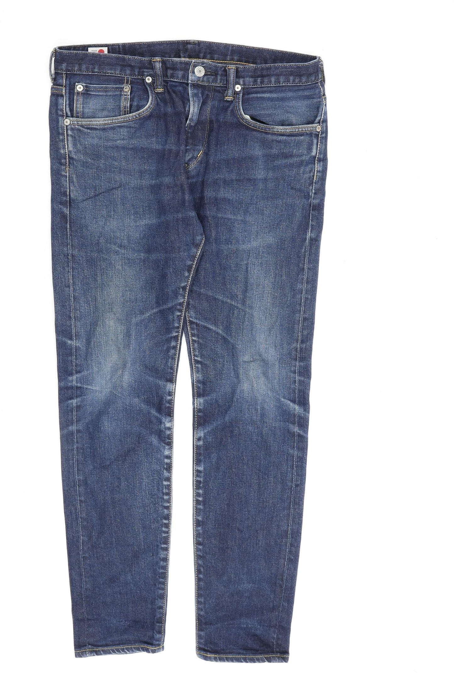 Edwin Mens Blue Cotton Straight Jeans Size 32 in L30 in Regular Zip
