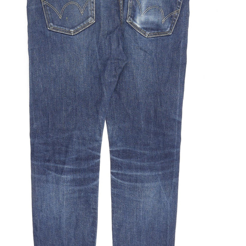 Edwin Mens Blue Cotton Straight Jeans Size 32 in L30 in Regular Zip
