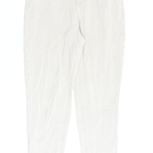 Missguided Womens Beige Cotton Straight Jeans Size 12 L28 in Regular Zip