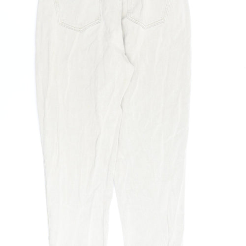 Missguided Womens Beige Cotton Straight Jeans Size 12 L28 in Regular Zip