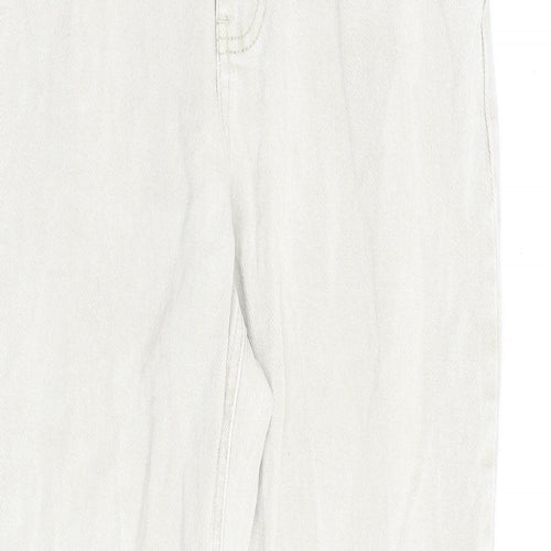 Missguided Womens Beige Cotton Straight Jeans Size 12 L28 in Regular Zip