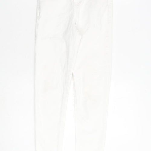 Topshop Womens White Cotton Skinny Jeans Size 24 in L30 in Regular Tie