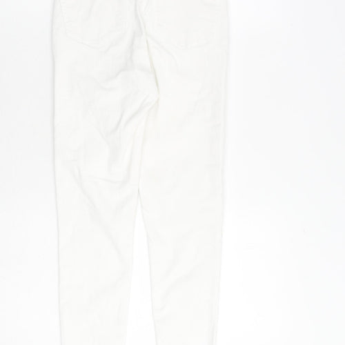 Topshop Womens White Cotton Skinny Jeans Size 24 in L30 in Regular Tie