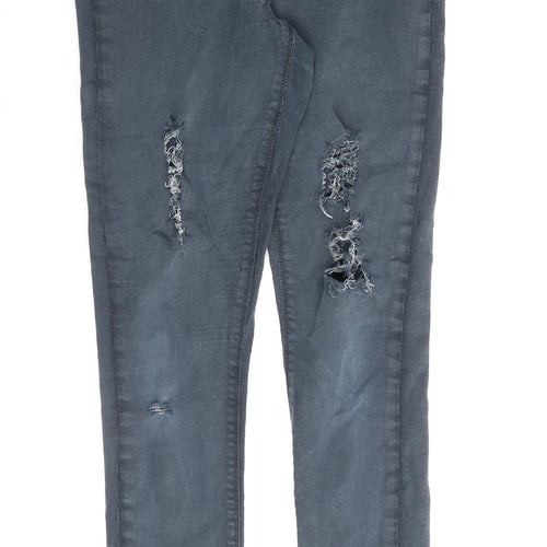Miss Selfridge Womens Blue Cotton Skinny Jeans Size 12 L27 in Regular Zip