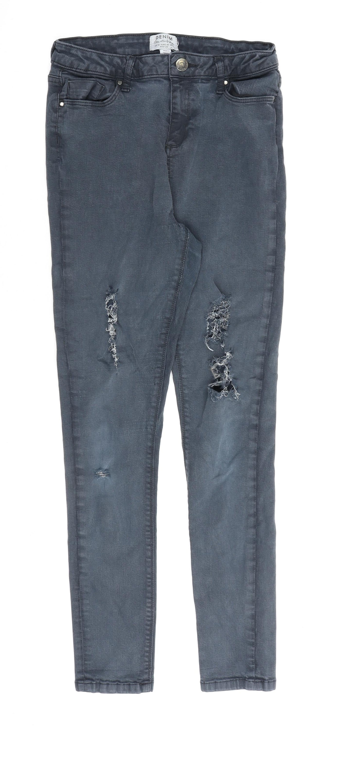 Miss Selfridge Womens Blue Cotton Skinny Jeans Size 12 L27 in Regular Zip