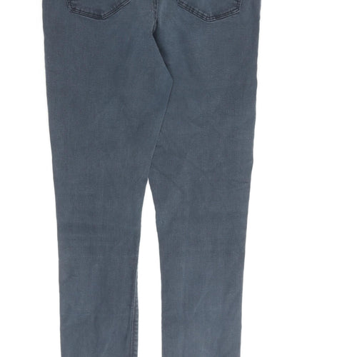 Miss Selfridge Womens Blue Cotton Skinny Jeans Size 12 L27 in Regular Zip