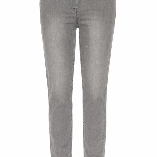 Marks and Spencer Womens Grey Cotton Trousers Size 8 L30 in Regular Zip